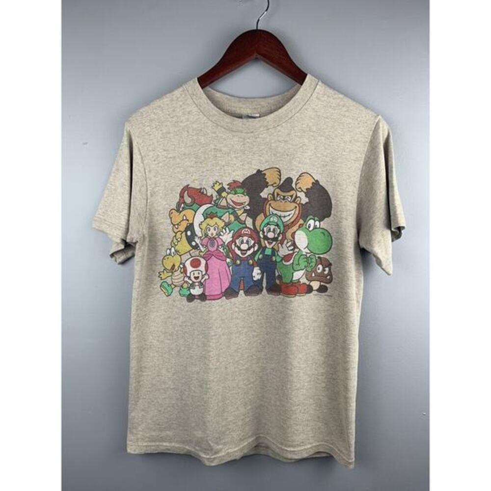 Super Mario Brothers Graphic T-Shirt Men's Size Small Tan Fruit of Loom